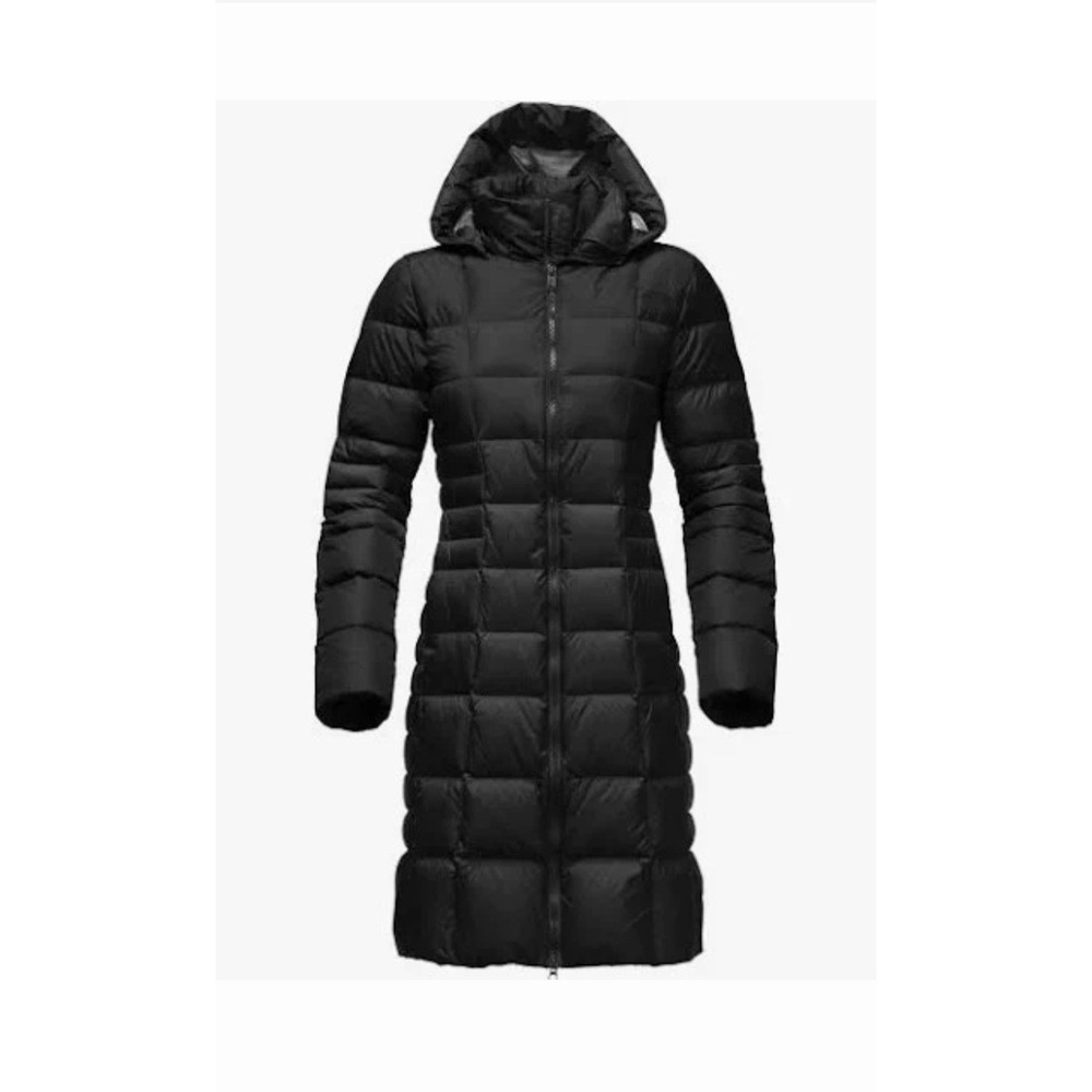 The North Face 550 Down Long Coat Women's Small Hood Black Ski Outdoors #HR-10